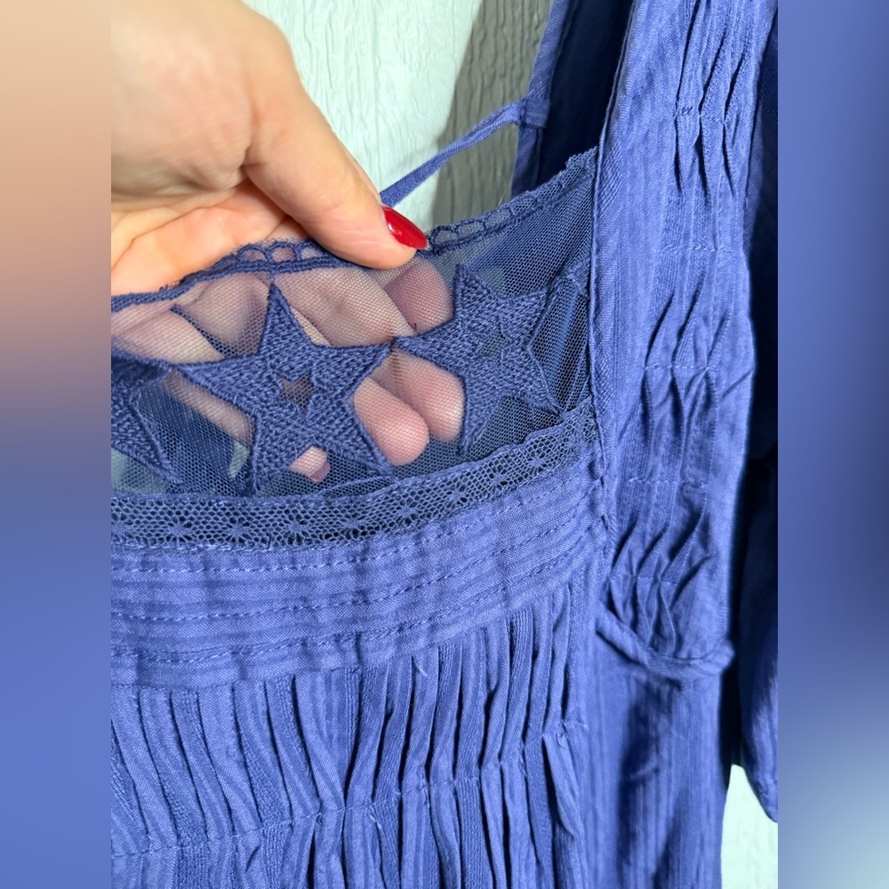 Calder Smocked Midi Dress NWOT skipper blue - Picture 3 of 8